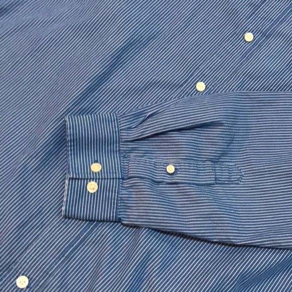 EDDIE BAUER Classic Fit Blue Pinstripe Shirt - Picture 4 of 5
